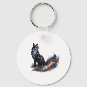 Chaveiro Raposa Celestial Animal de Fantasia Cósmica