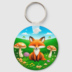 Chaveiro Raposa de desenho animado em uma floresta