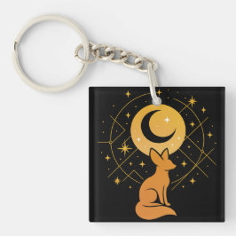 Chaveiro Raposa do Deserto Celestial - Lua e Estrelas Cósmi