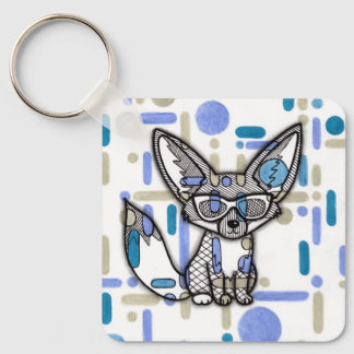 Chaveiro Raposa Fennec Legal com Óculos de Sol Geométrico A