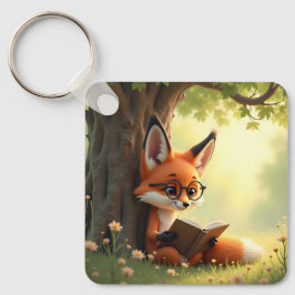 Chaveiro Raposa fofa lendo um livro, personalizado