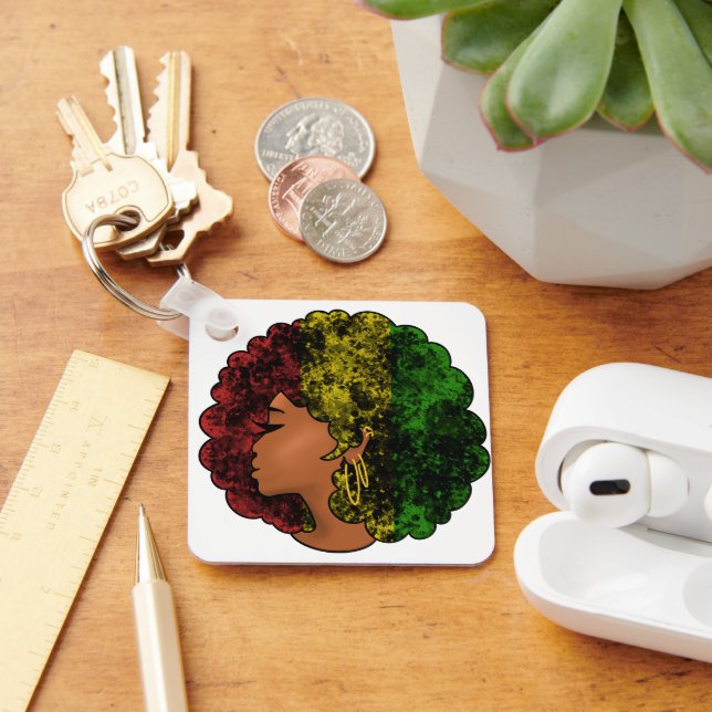 Chaveiro Rasta negra mulher a verde-vermelha (Mesa)