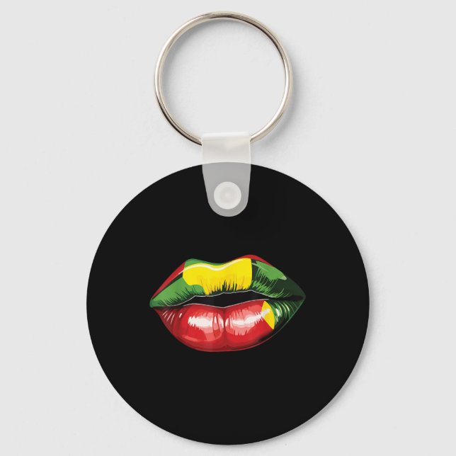Chaveiro Rasta Reggae Lábios Música Rasta Rastafari Raízes  (Frente)