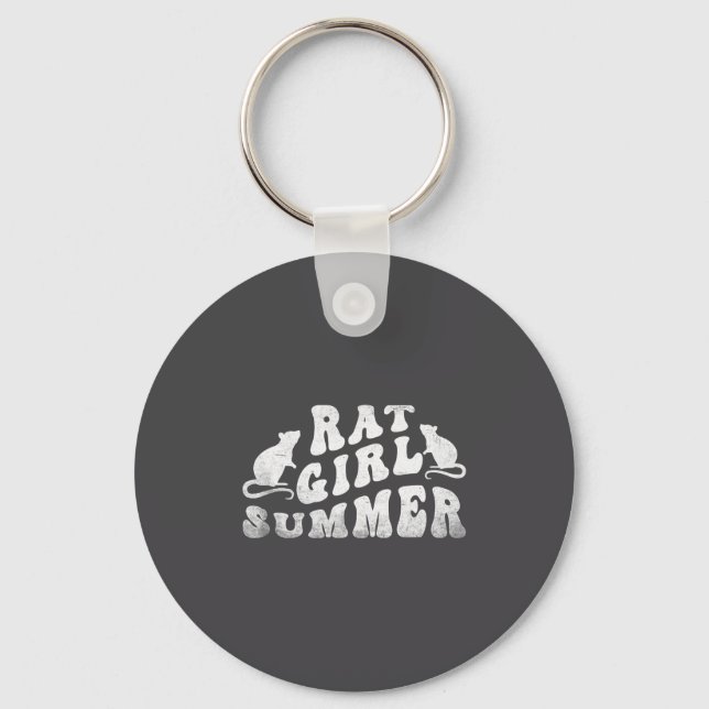 Chaveiro Rat Girl Summer, Animal Lover, Hello Summer, Funny (Frente)