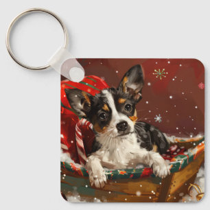 Chaveiro Rat Terrier Cog Natal Festivo