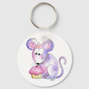 Chaveiro Rato branco bonito com Cupcake