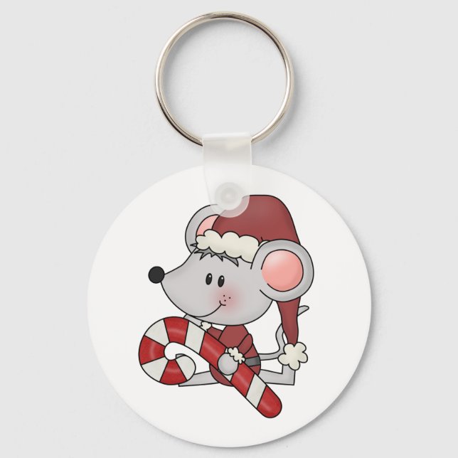 Chaveiro Rato do Natal com bastão de doces (Frente)