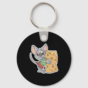 Chaveiro rato feliz com queijo