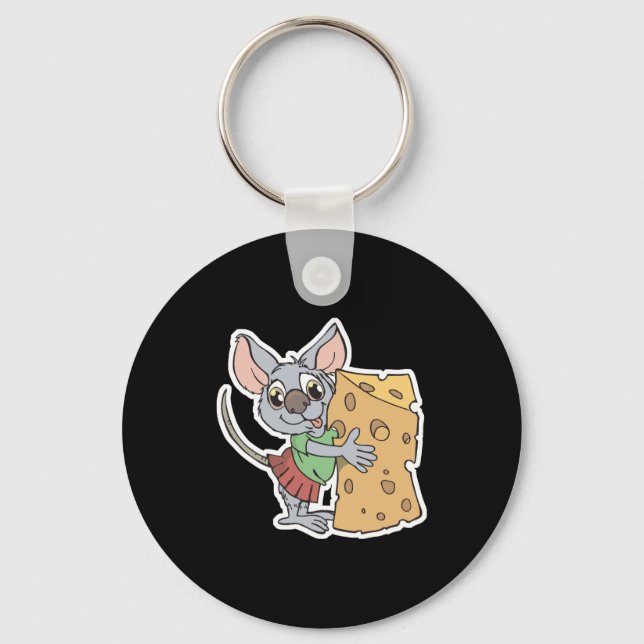 Chaveiro rato feliz com queijo (Frente)
