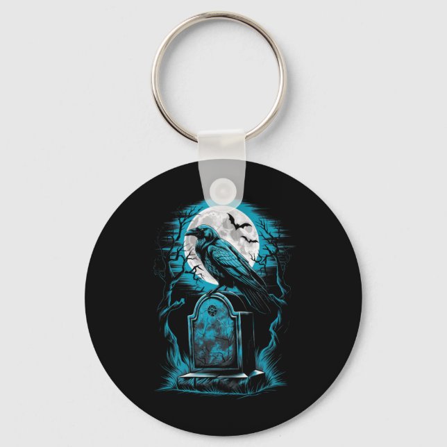 Chaveiro Raven Bird Gothic Spooky Graveyard (Frente)