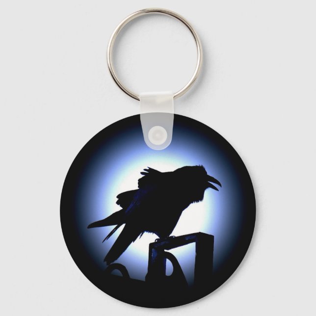 Chaveiro Raven Silhouette Contra Lua Cheia (Frente)