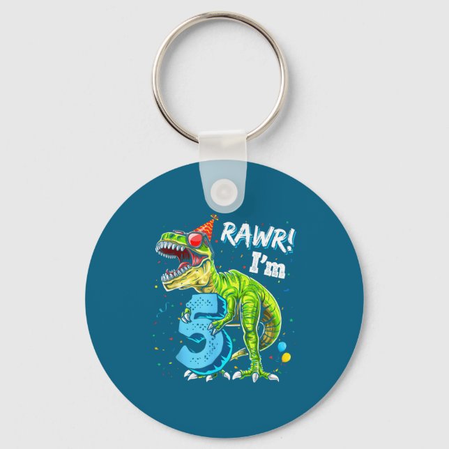Chaveiro Rawr I'm 5 5th Birthday T Rex Dinosaur Funny Party (Frente)