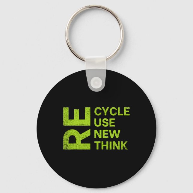 Chaveiro Re Cycle Use New Think Earthday Save The Enviormen (Frente)