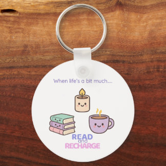 Chaveiro Read And Recharge Keyring Kawaii Book Lover Gift