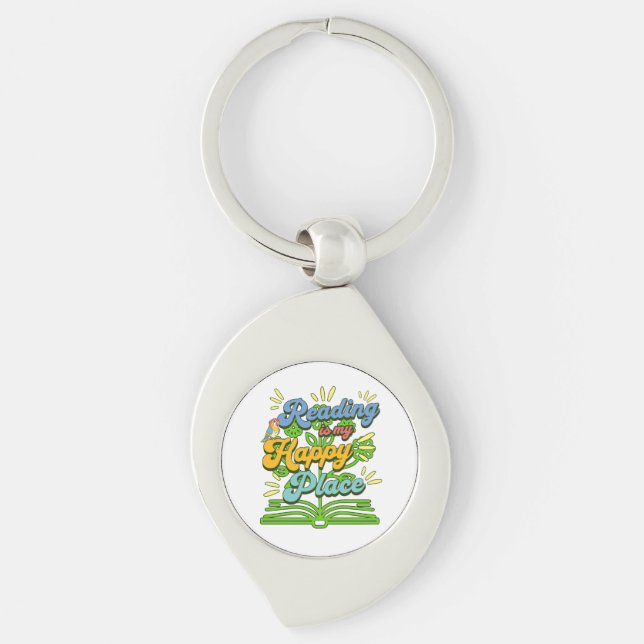 Chaveiro Reading is My Happy Place Colorful Keychain (Frente)
