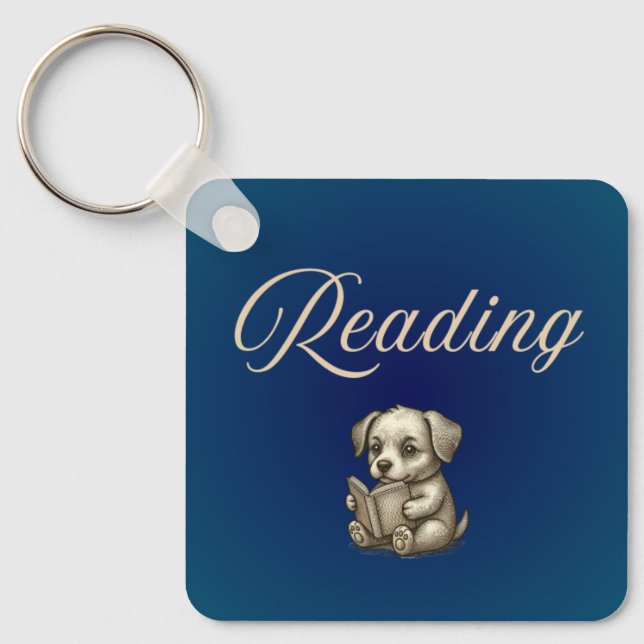 Chaveiro Reading Puppy Book Lover Keychain - Dog reading (Frente)