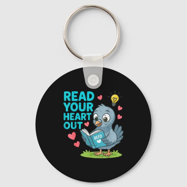 Chaveiro Reading Teacher Valentine Day Read Your Heart Out  (Frente)