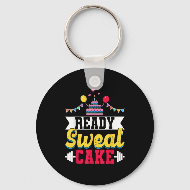 Chaveiro Ready Sweat Cake Womens Gym Fitness Workout Birthd (Frente)
