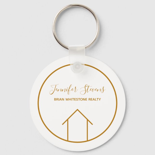 Chaveiro Real Estate Moderna House Dourado Realtor Personal (Frente)