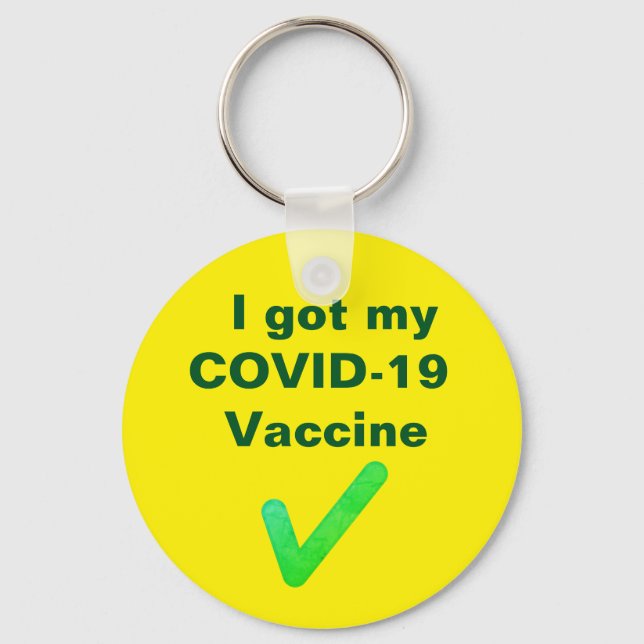Chaveiro Recebi minha vacina COVID-19. Botão (Frente)