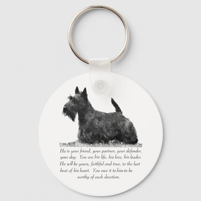Chaveiro Recuerdo de Terrier Escocês - Cão MACHO (Frente)