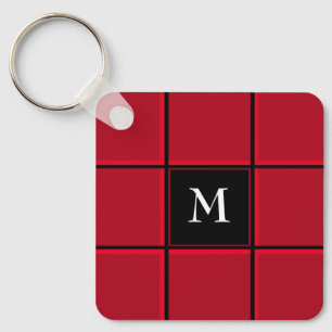 Chaveiro Red and Black Single Initial Christmas
