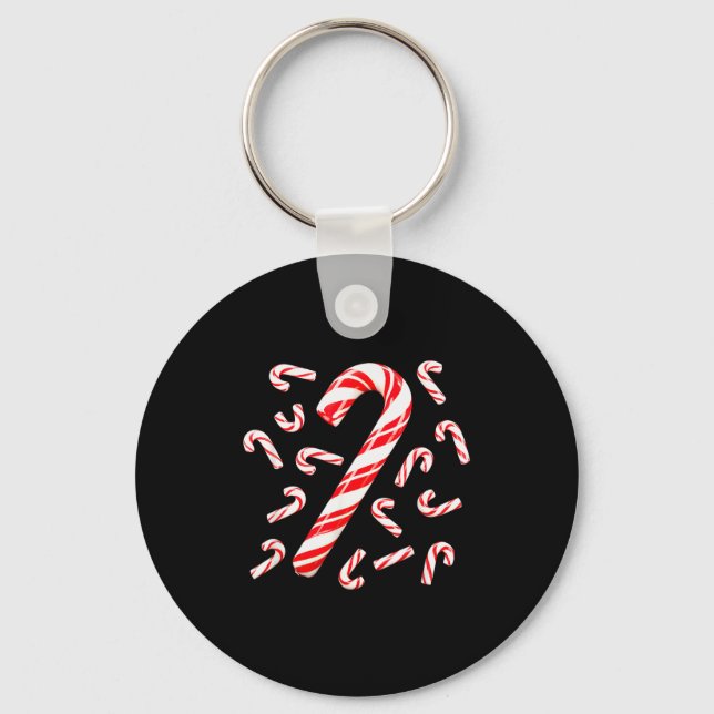 Chaveiro Red And White Candy Cane Santa Christmas  (Frente)