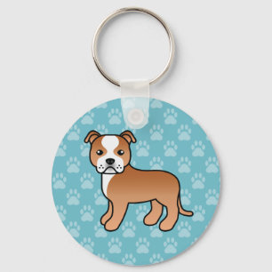 Chaveiro Red And White Staffordshire Bull Terrier Dog Blue