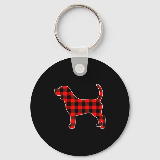 Chaveiro Red Buffalo Plaid Pajama Beagle Christmas Dog Love (Frente)