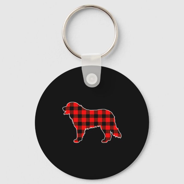 Chaveiro Red Buffalo Plaid Pajama Bernese Mountain Christma (Frente)