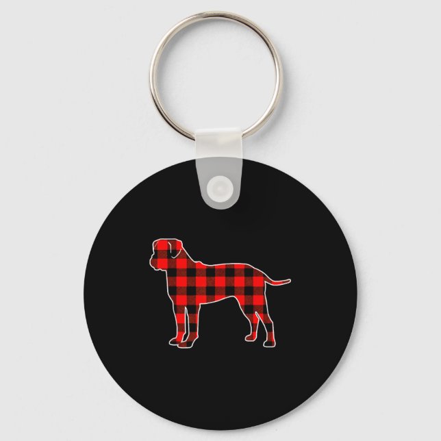 Chaveiro Red Buffalo Plaid Pajama Bullmastiff Christmas Dog (Frente)