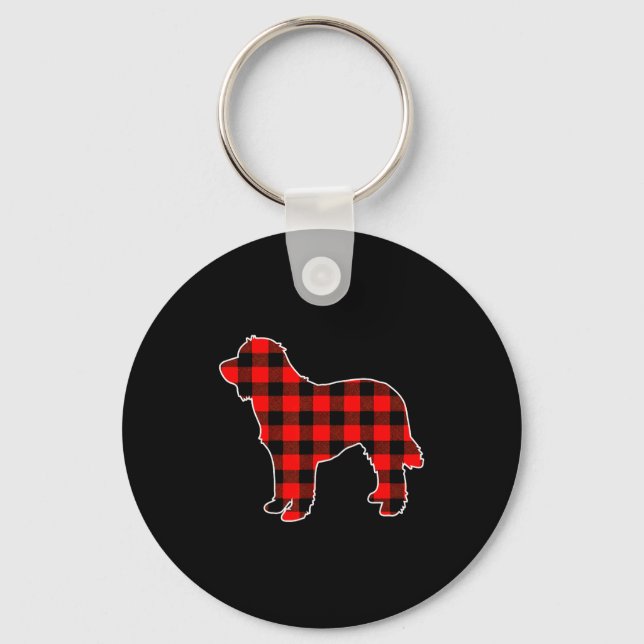 Chaveiro Red Buffalo Plaid Pajama Doodle Christmas Dog Love (Frente)