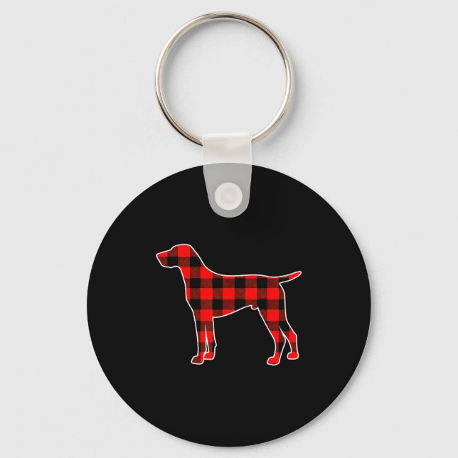 Chaveiro Red Buffalo Plaid Pajama Gsp Christmas Dog Lover M (Frente)