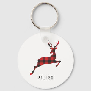 Chaveiro Red Buffalo Xadrez Reindet Monograma de Natal