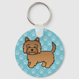 Chaveiro Red Cairn Terrier Cartoon Dog Ilustração Azul