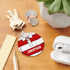Chaveiro Red e White Rugby Personalizados