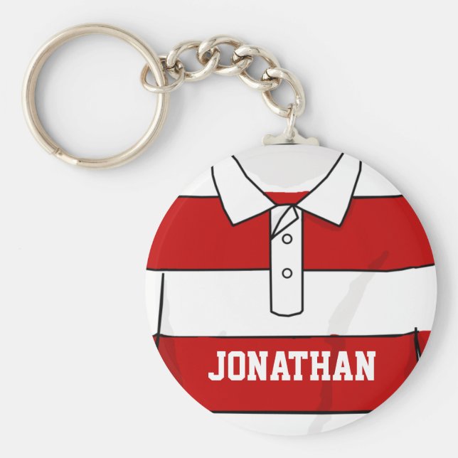 Chaveiro Red e White Rugby Personalizados (Frente)