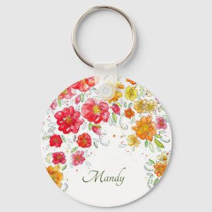 Chaveiro Red Floral Classary Glitzy Bonito Girly