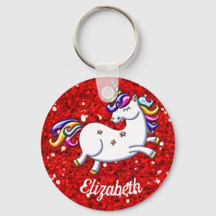 Chaveiro Red Glitter Unicorn