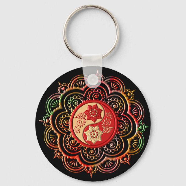 Chaveiro Red & Gold Mandala (Frente)