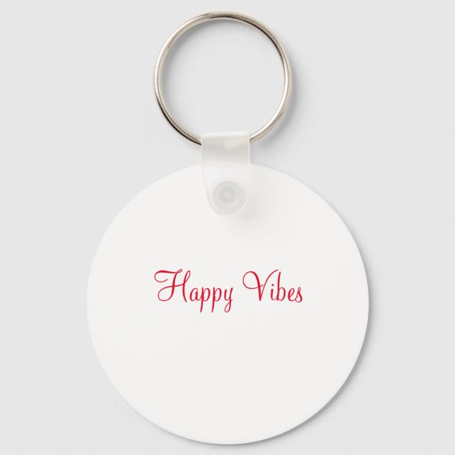 Chaveiro Red Happy vibe simples caligrafia mínima (Frente)