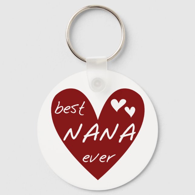 Chaveiro Red Heart Best Nana Ever T-shirts e presentes (Frente)