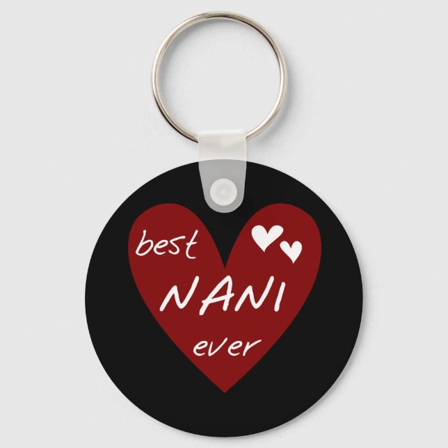 Chaveiro Red Heart Best Nani Ever T-shirts e GIfts (Frente)