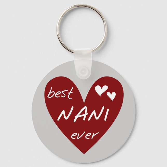 Chaveiro Red Heart Best Nani Ever T-shirts e GIfts (Frente)