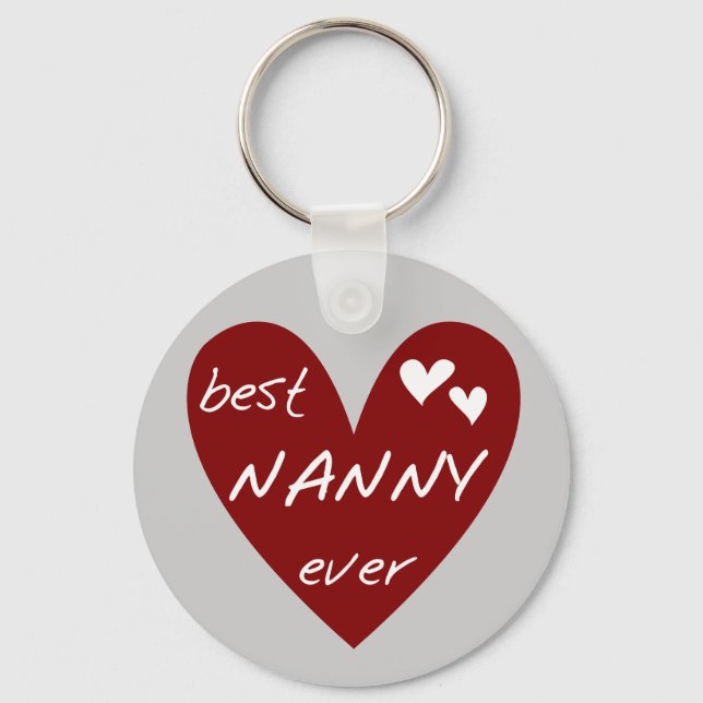 Chaveiro Red Heart Best Nanny Ever T-shirts e presentes (Frente)