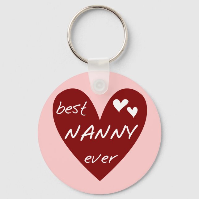 Chaveiro Red Heart Best Nanny Ever T-shirts e presentes (Frente)