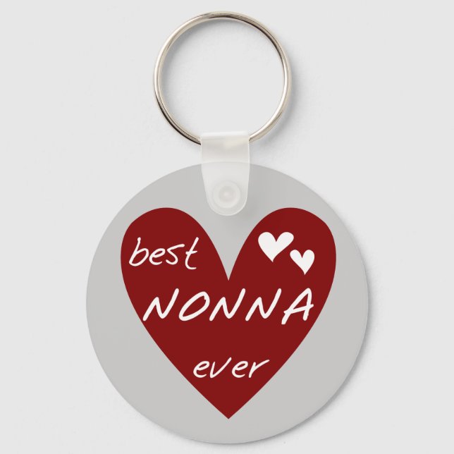 Chaveiro Red Heart Best Nonna Ever T-shirts presentes (Frente)