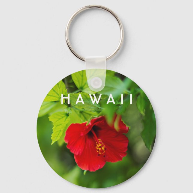 Chaveiro Red Hibiscus Hawaii Flor Tropical (Frente)