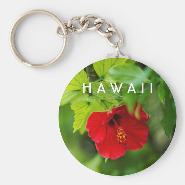 Chaveiro Red Hibiscus Hawaii Flor Tropical (Frente)