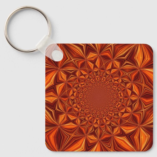 Chaveiro Red Kaleidoscope Digital Art Pattern- 28503 (Frente)